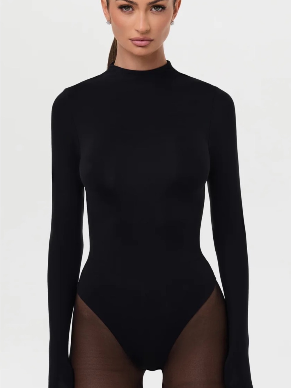 Naked Mock Neck Bodysuit - Black M